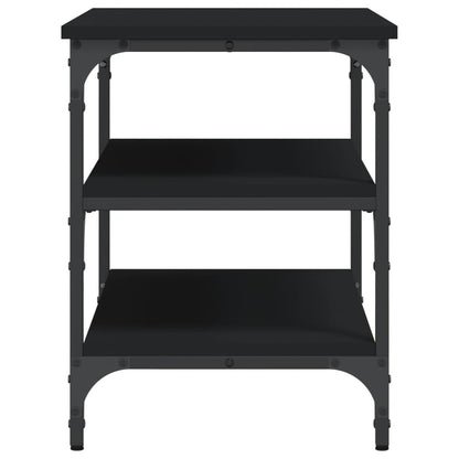 Sleek Black Engineered Wood Shoe Bench 70x38.5x49 cm