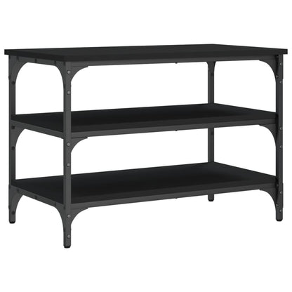 Sleek Black Engineered Wood Shoe Bench 70x38.5x49 cm
