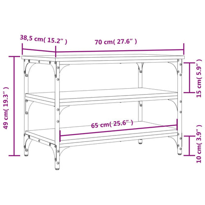 Sleek Black Engineered Wood Shoe Bench 70x38.5x49 cm