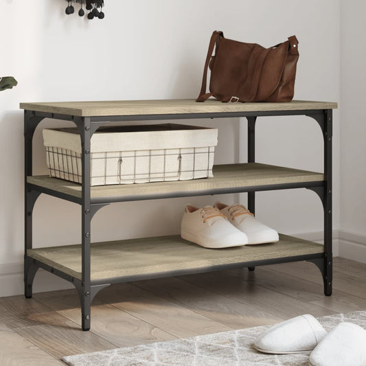 Sonoma Oak Shoe Bench 70x38.5x49 cm – Durable Engineered Wood