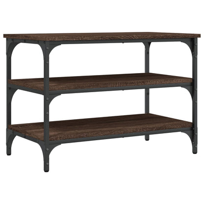 Brown Oak Shoe Bench – 70x38.5x49cm, Engineered Wood