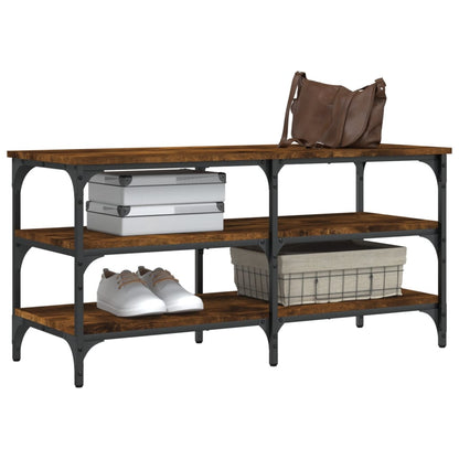 Smoked Oak Shoe Bench – 100x38.5x49cm – Engineered Wood