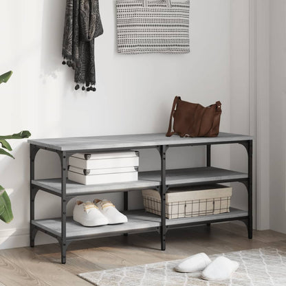Grey Sonoma Shoe Bench, 100x38.5x49cm, Engineered Wood Storage Solution
