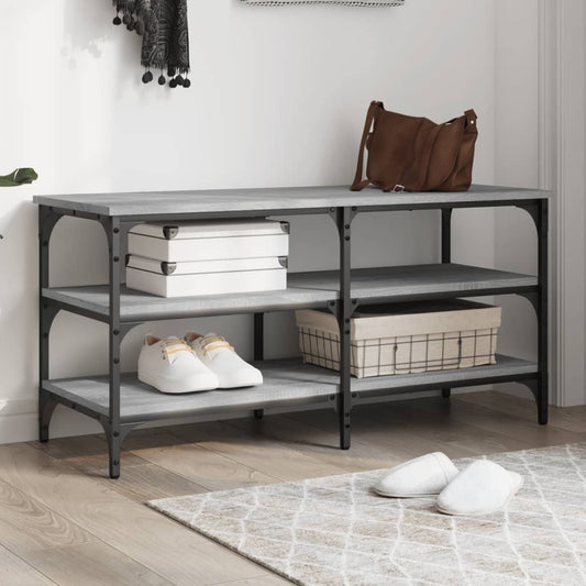 Grey Sonoma Shoe Bench, 100x38.5x49cm, Engineered Wood Storage Solution