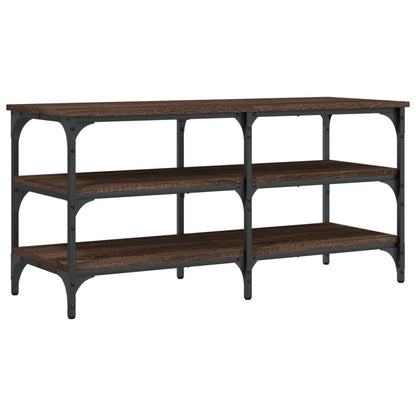 Brown Oak Shoe Bench - Engineered Wood, 100x38.5x49 cm