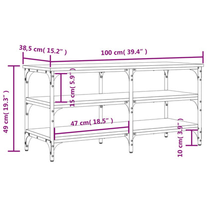 Brown Oak Shoe Bench - Engineered Wood, 100x38.5x49 cm