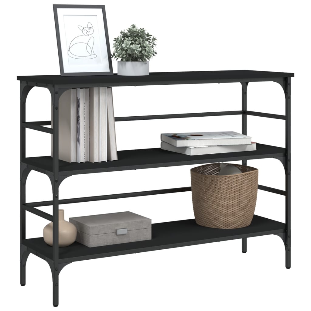 Sleek Black Console Table 100x32x75 cm - Engineered Wood Design