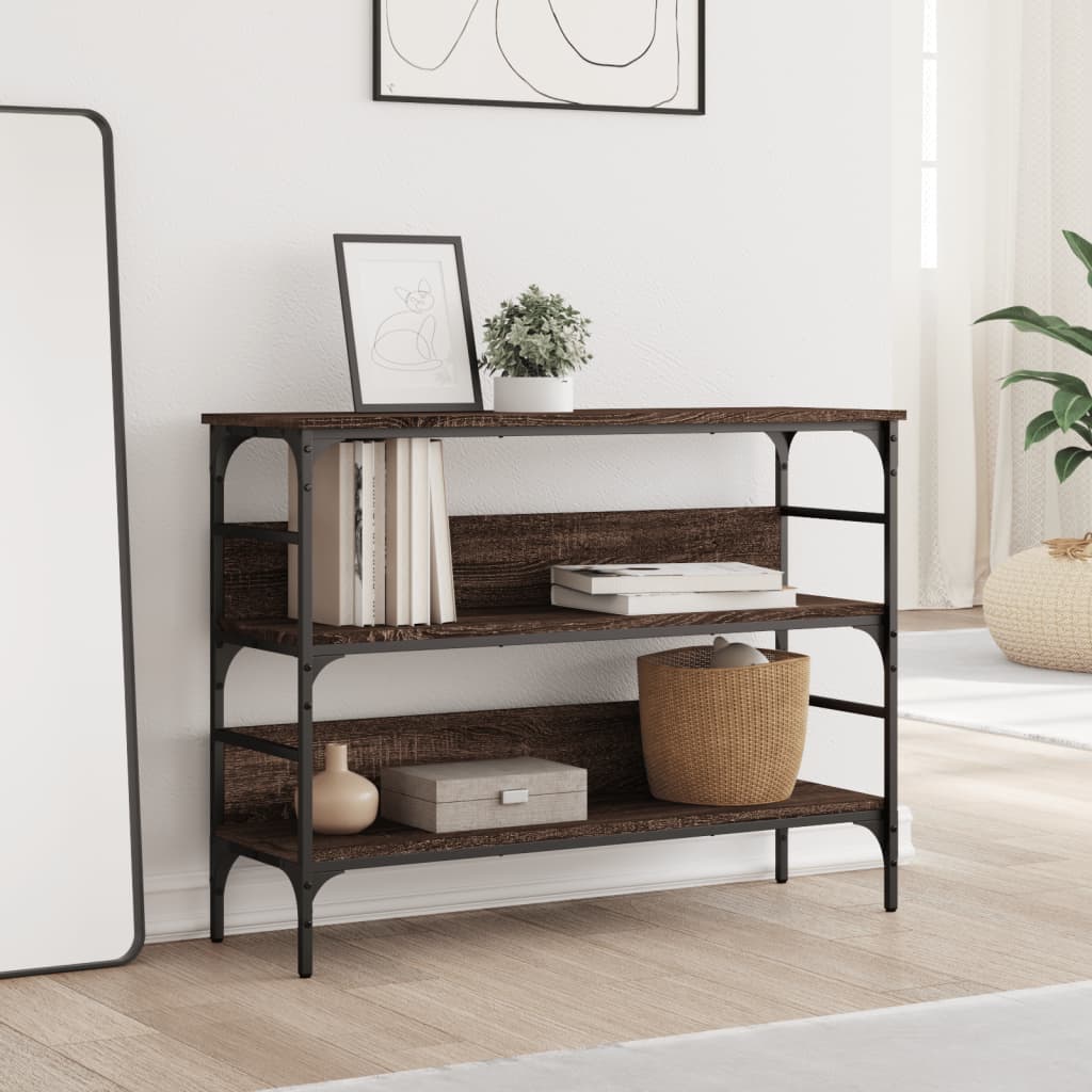 Brown Oak Console Table 100x32x75 cm Engineered Wood