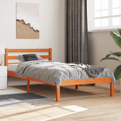 Wax Brown Solid Pine Bed Frame 90x190 cm Single - No Mattress Included