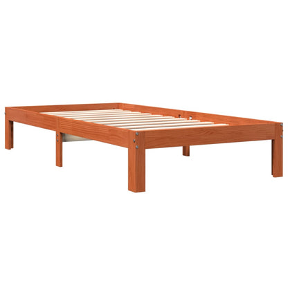 Solid Pine Bed Frame Wax Brown 100x200 cm - No Mattress Included