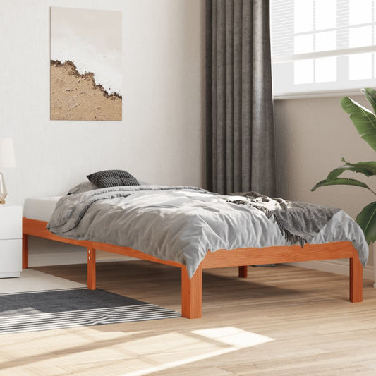 Solid Pine Bed Frame Wax Brown 100x200 cm - No Mattress Included