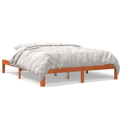 Solid Pine Wood Bed Frame, Wax Brown, 180x200 cm, Super King Size