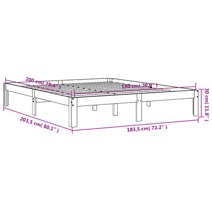 Solid Pine Wood Bed Frame, Wax Brown, 180x200 cm, Super King Size