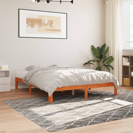 Solid Pine Wood Bed Frame, Wax Brown, 180x200 cm, Super King Size