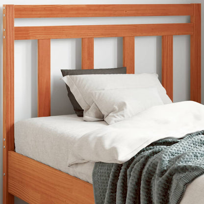 Solid Pine Wood Headboard, Wax Brown Finish, 100 cm