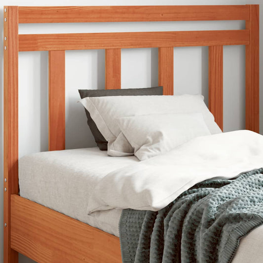 Solid Pine Wood Headboard, Wax Brown Finish, 100 cm
