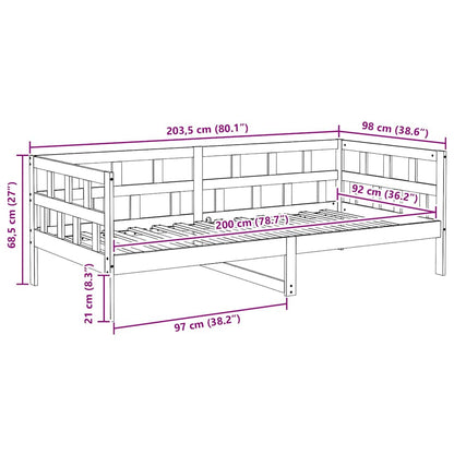 Wax Brown Solid Pine Day Bed Frame 90x200 cm - No Mattress