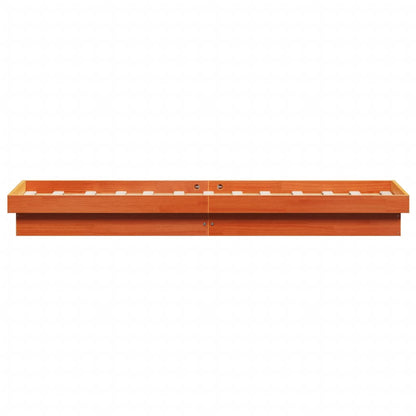 Solid Wood LED Bed Frame, Wax Brown, 100x200 cm (Frame Only)