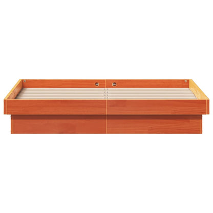 Wax Brown Solid Wood LED Bed Frame 120x200cm - No Mattress