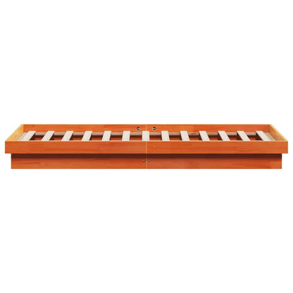 Wax Brown LED Bed Frame 160x200 cm - Solid Wood, No Mattress