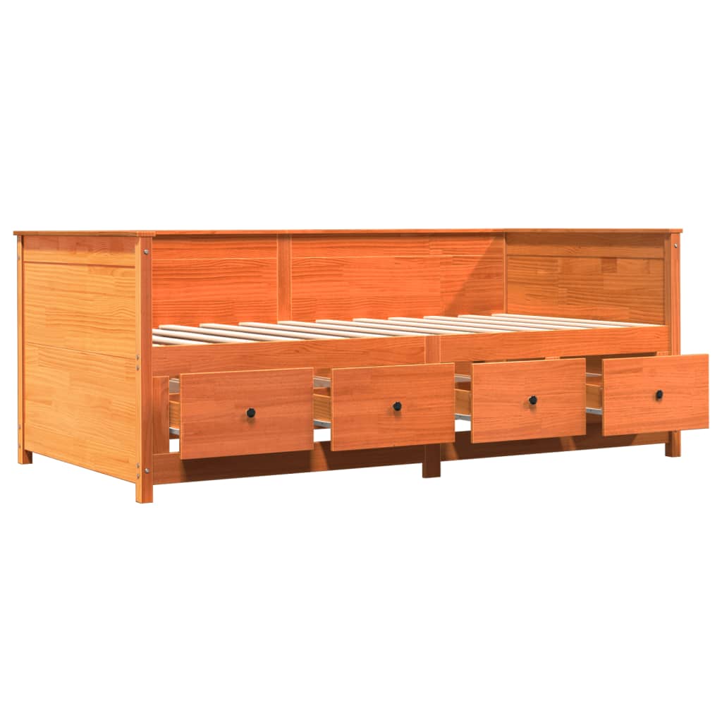 Day Bed without Mattress Wax Brown 100x200 cm Solid Wood Pine