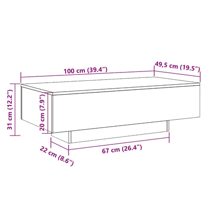 Coffee Table Sonoma Oak 100x49.5x31 cm Engineered Wood