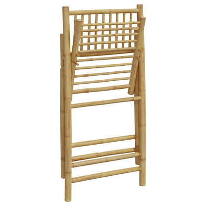 Bamboo Folding Bistro Chairs Set with Cream White Cushions - 4 Piece