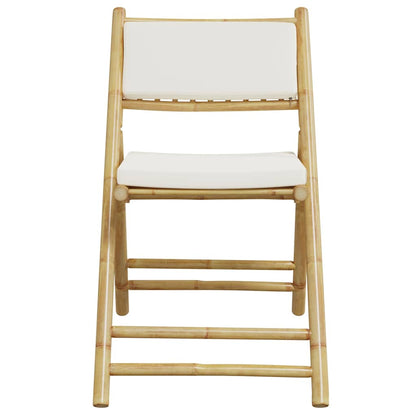 6-Piece Bamboo Folding Bistro Chairs with Cream Cushions