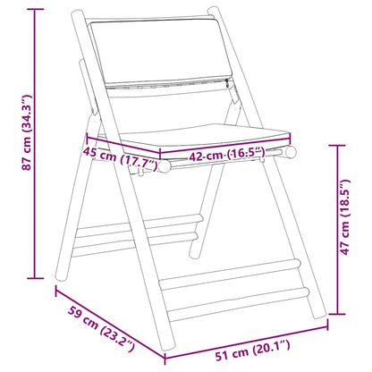 4-Piece Bamboo Folding Bistro Chairs, Dark Grey Cushions