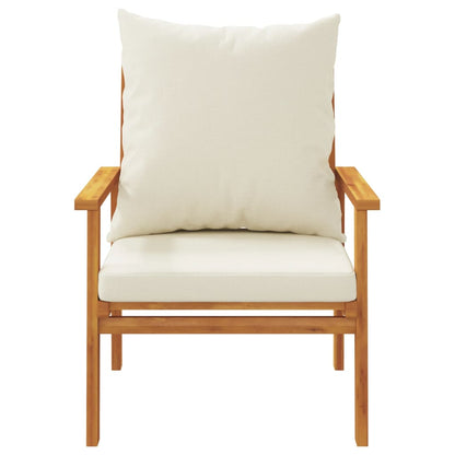 2-Piece Solid Acacia Wood Garden Sofa Chair Set with Cushions