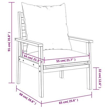 2-Piece Solid Acacia Wood Garden Sofa Chair Set with Cushions