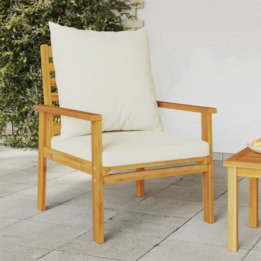 2-Piece Solid Acacia Wood Garden Sofa Chair Set with Cushions