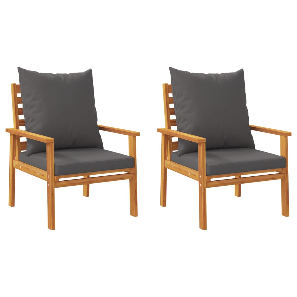 2pc Acacia Wood Garden Sofa Chairs with Cushions - Solid & Stylish