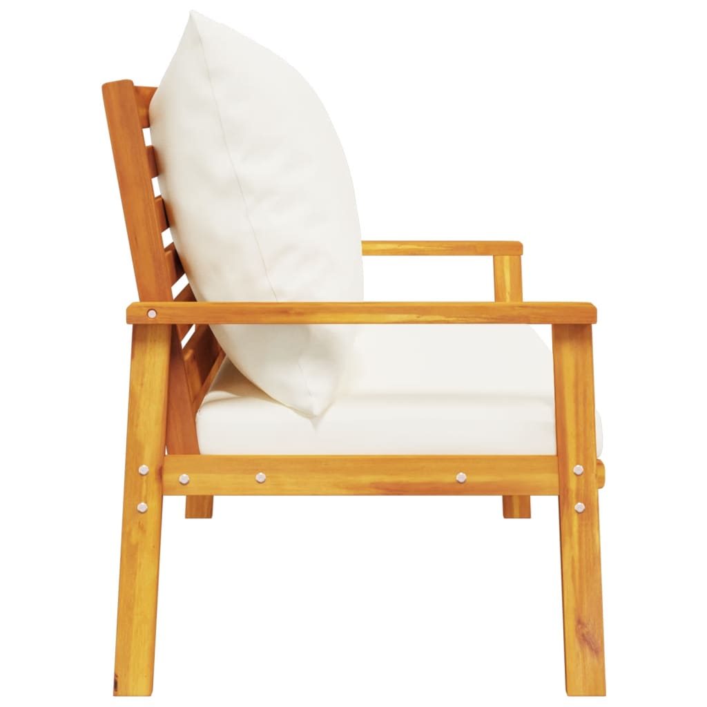 Solid Acacia Garden Sofa Bench 120cm with Cushion - Natural Wood