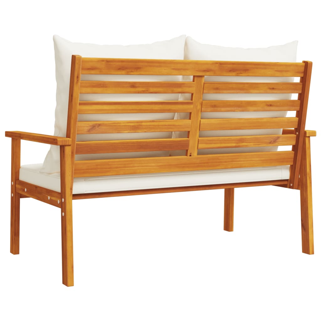 Solid Acacia Garden Sofa Bench 120cm with Cushion - Natural Wood