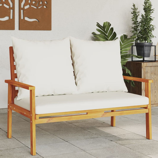 Solid Acacia Garden Sofa Bench 120cm with Cushion - Natural Wood