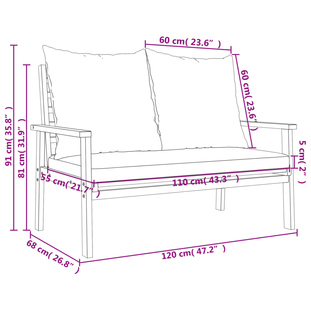 Natural Acacia Wood Garden Set with Cushions - Stylish & Durable