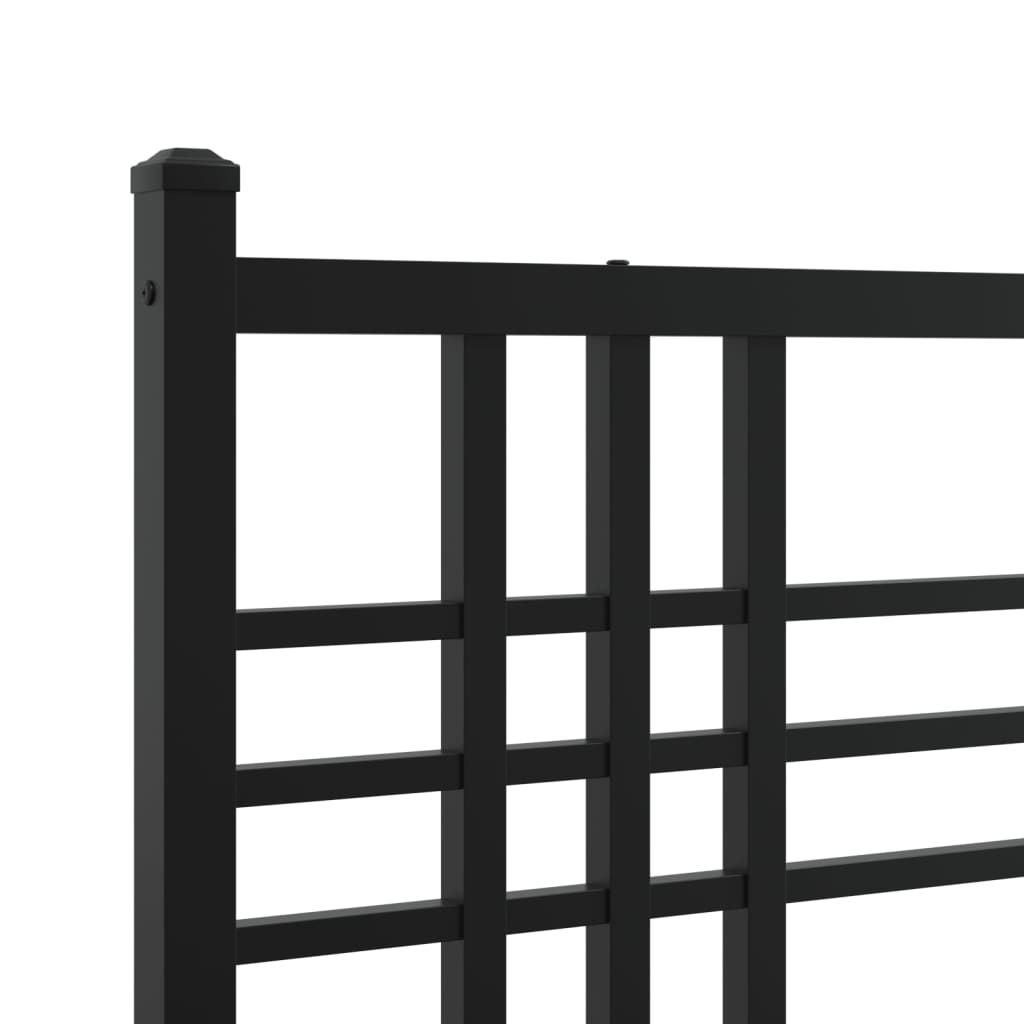 Black Metal Bed Frame with Headboard, 75x190cm - No Mattress Included