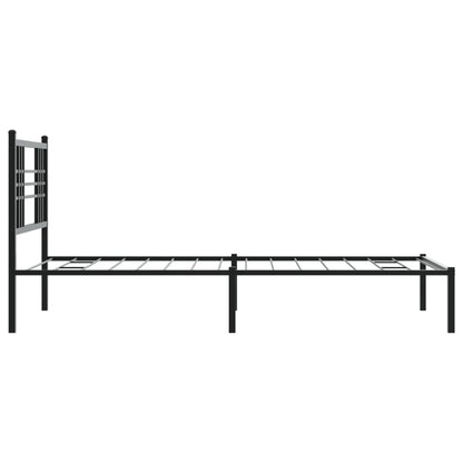 Black Metal Bed Frame with Headboard, 90x190cm - No Mattress