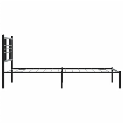 Black Metal Bed Frame with Headboard - 90x200cm, No Mattress