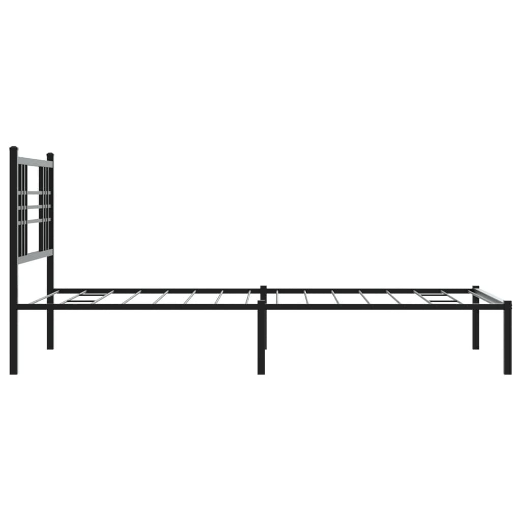 Black Metal Bed Frame with Headboard 100x190cm - No Mattress Included