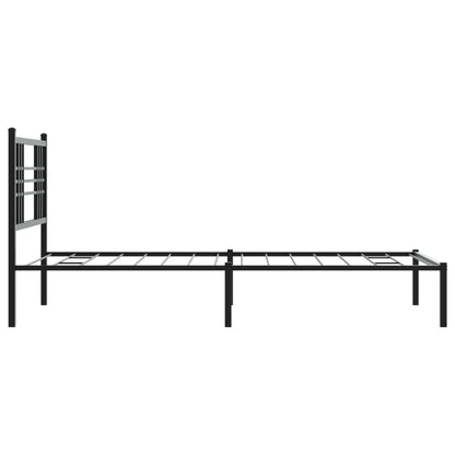 Black Metal Bed Frame with Headboard 100x190cm - No Mattress Included