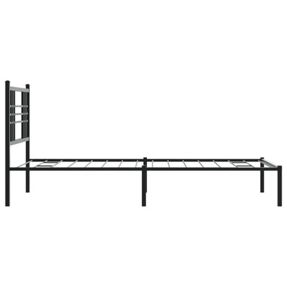 Metal Bed Frame without Mattress with Headboard Black 107x203cm