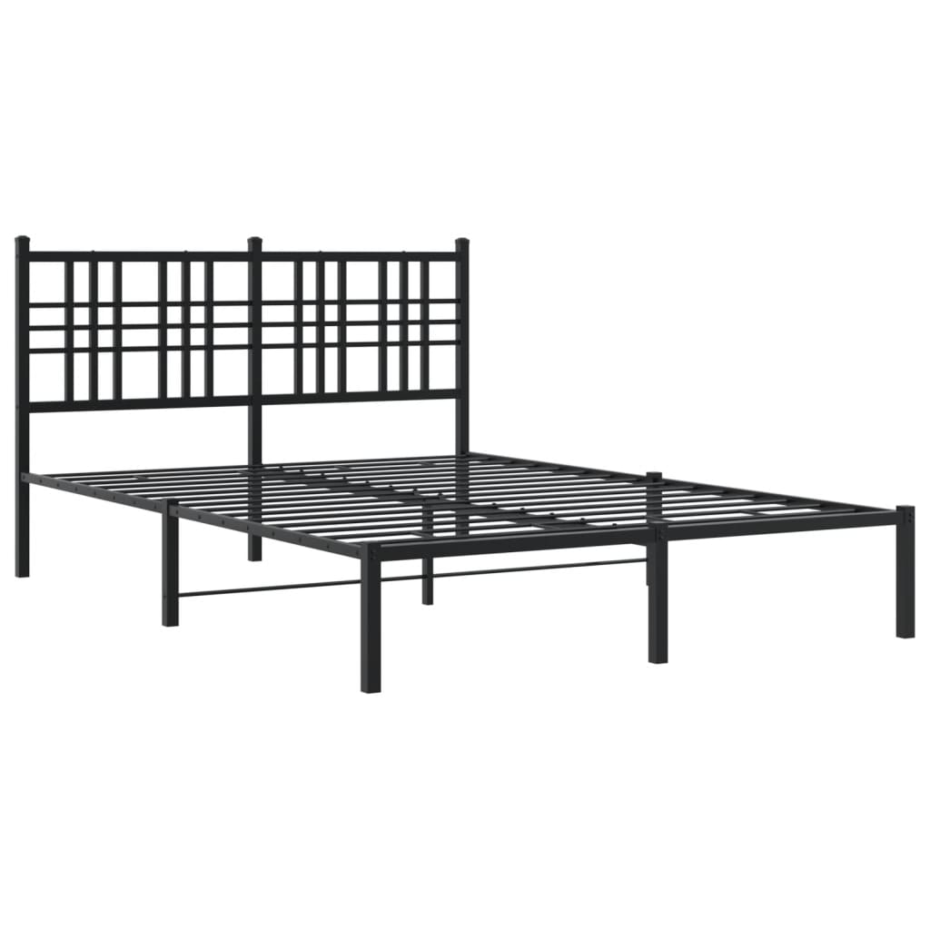 Black Metal Bed Frame with Headboard - 120x200cm, Sturdy Design