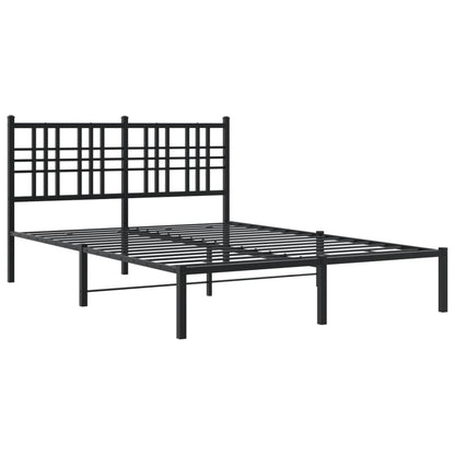 Black Metal Bed Frame with Headboard - 120x200cm, Sturdy Design