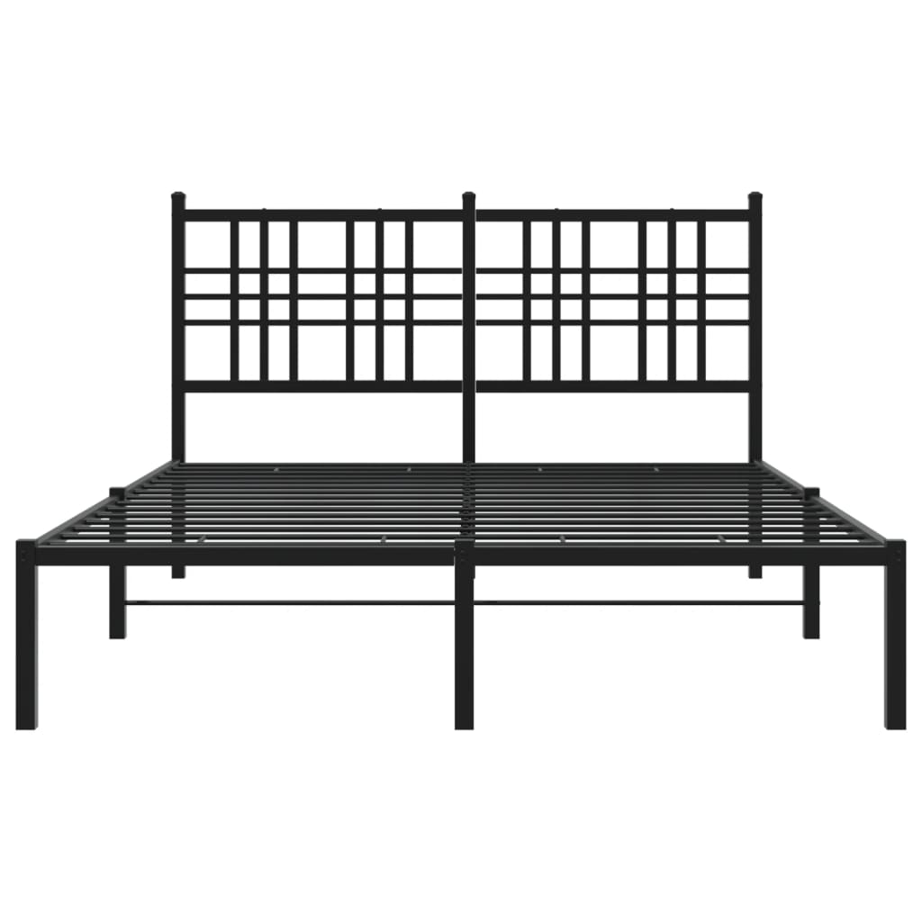 Black Metal Bed Frame with Headboard - 120x200cm, Sturdy Design