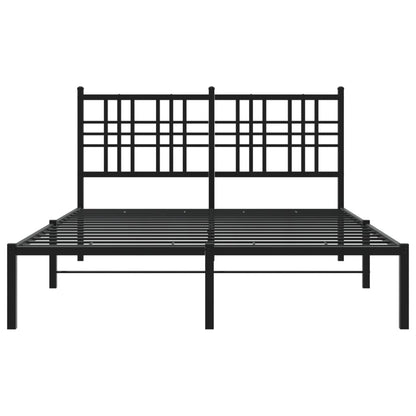 Black Metal Bed Frame with Headboard - 120x200cm, Sturdy Design