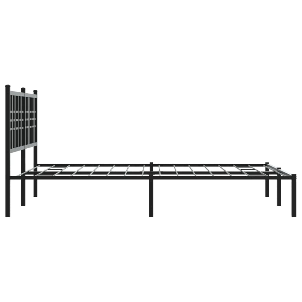 Black Metal Bed Frame with Headboard - 135x190cm Sturdy Design