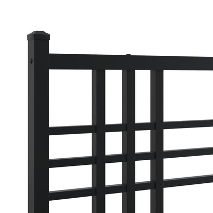 Black Metal Bed Frame with Headboard - 135x190cm Sturdy Design