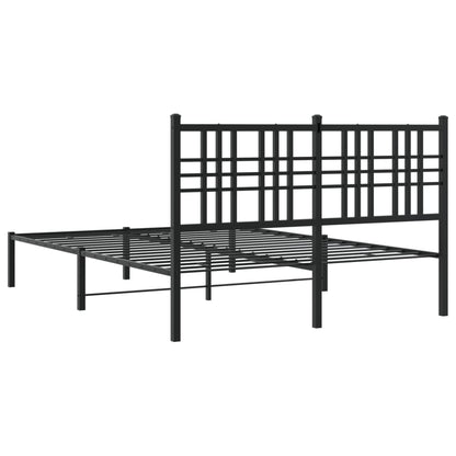 Black Metal Bed Frame with Headboard, 140x200cm, No Mattress Included